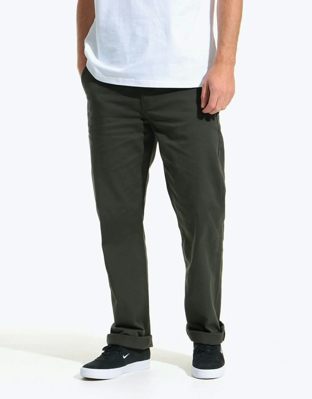 Route One Premium Relaxed Fit Chinos - Army - Image 7