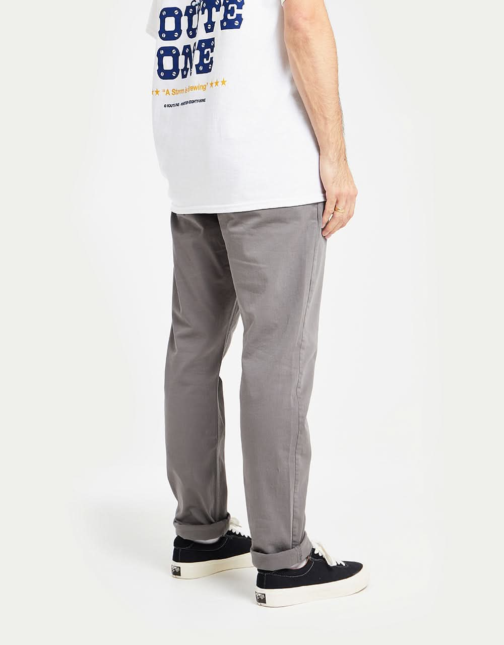 Route One Premium Slim Fit Chinos - Grey - Image 3
