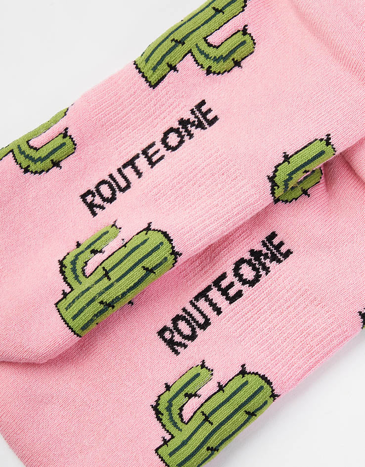 Route One Prickly Bush Crew Socks - Pink - Image 4