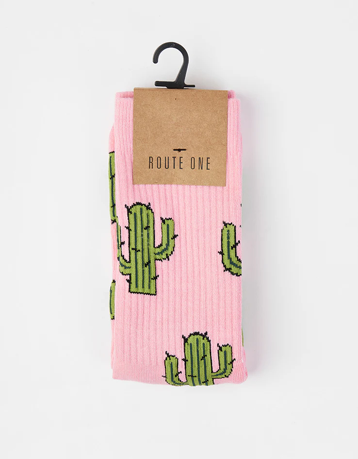 Route One Prickly Bush Crew Socks - Pink - Image 5