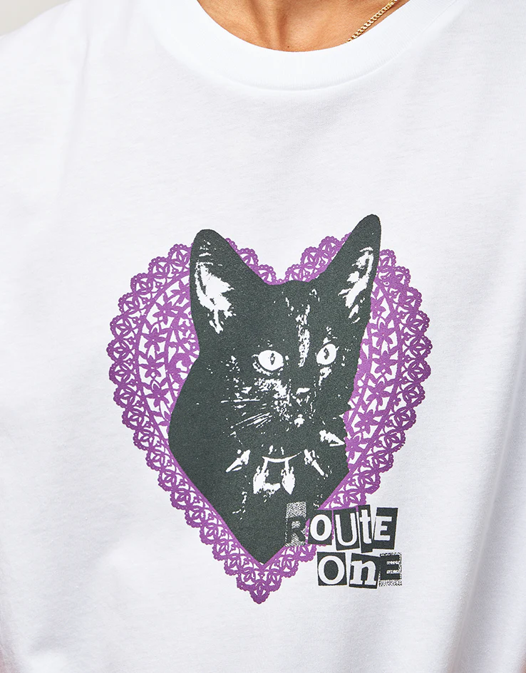 Route One Punk Cat Organic T-Shirt - White - Image 3