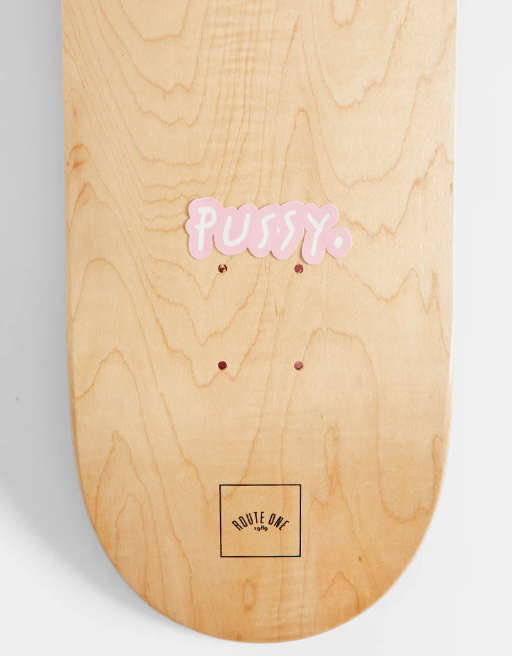 Route One Pussy Logo Sticker - Pink/White - Image 2