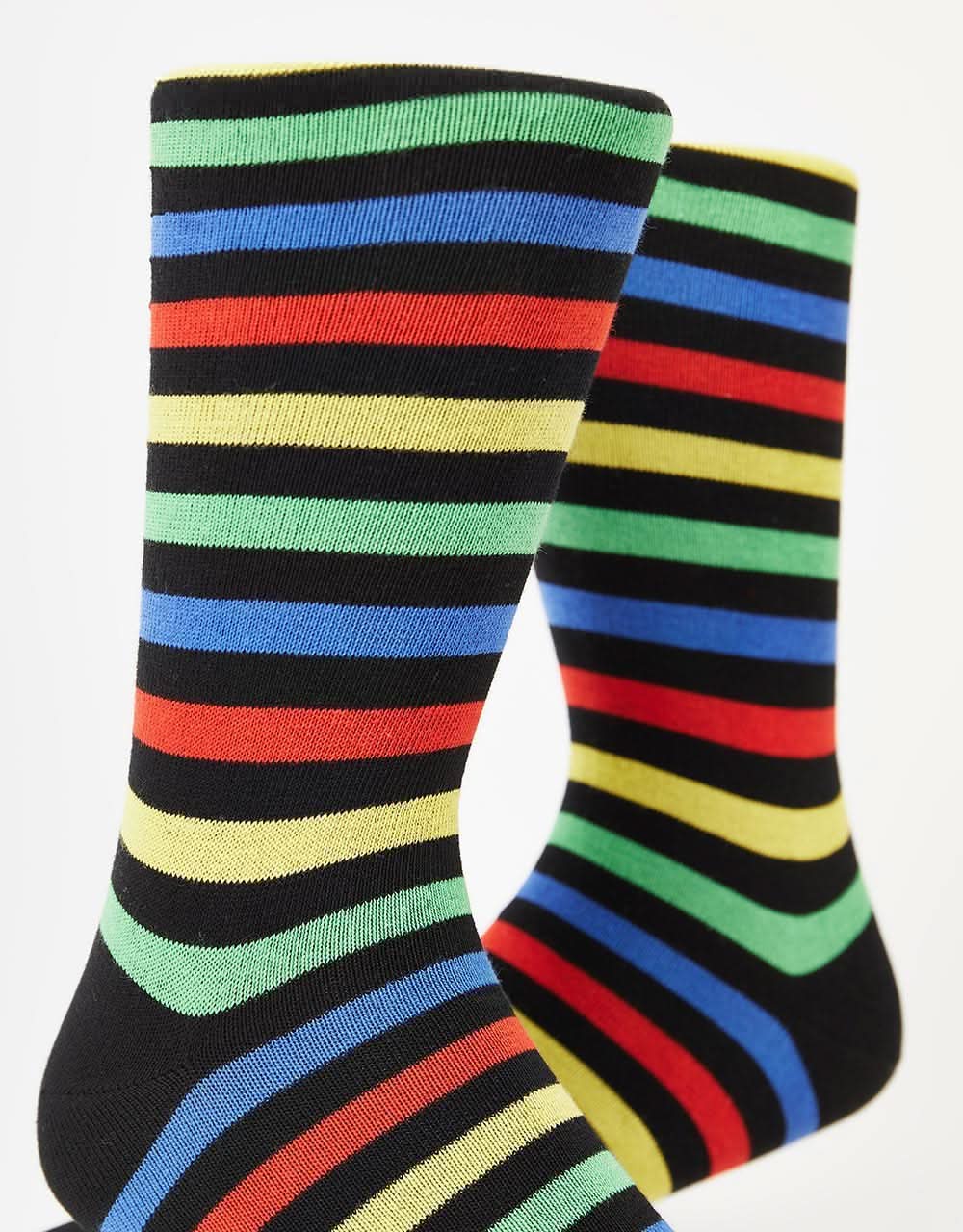 Route One Rainbow Striped Socks - Black/Multi - Image 2