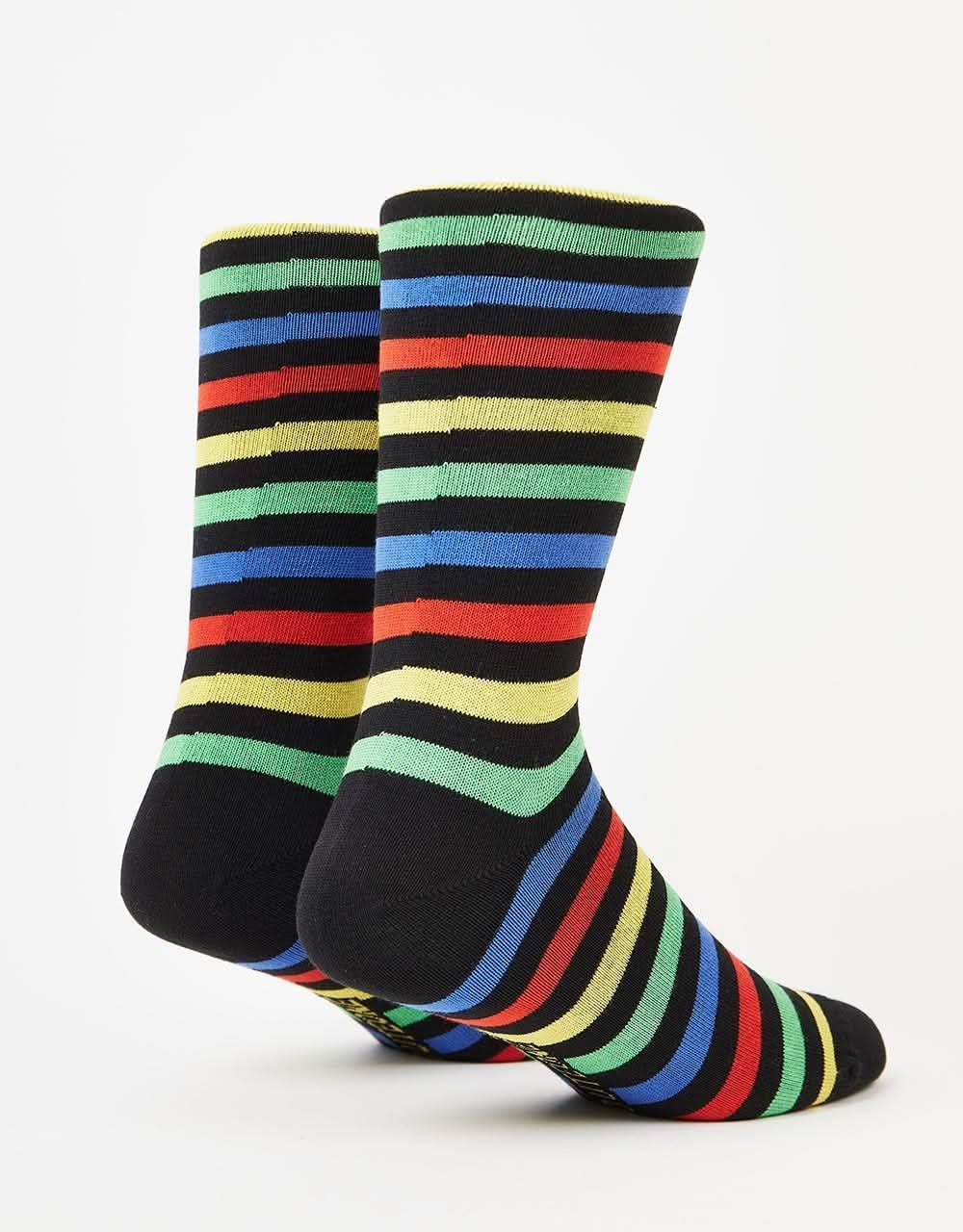 Route One Rainbow Striped Socks - Black/Multi - Image 3