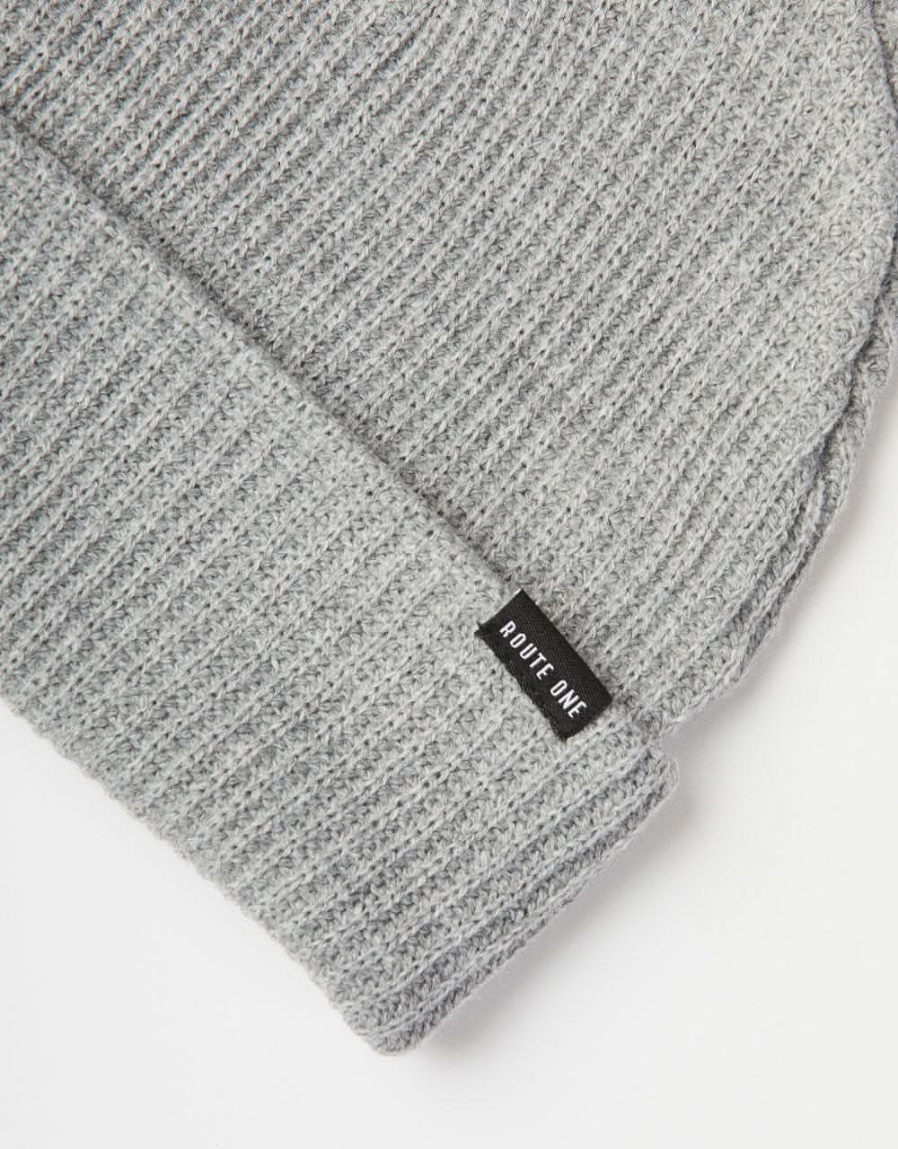 Route One Recycled Fisherman Beanie - Heather Grey - Image 2