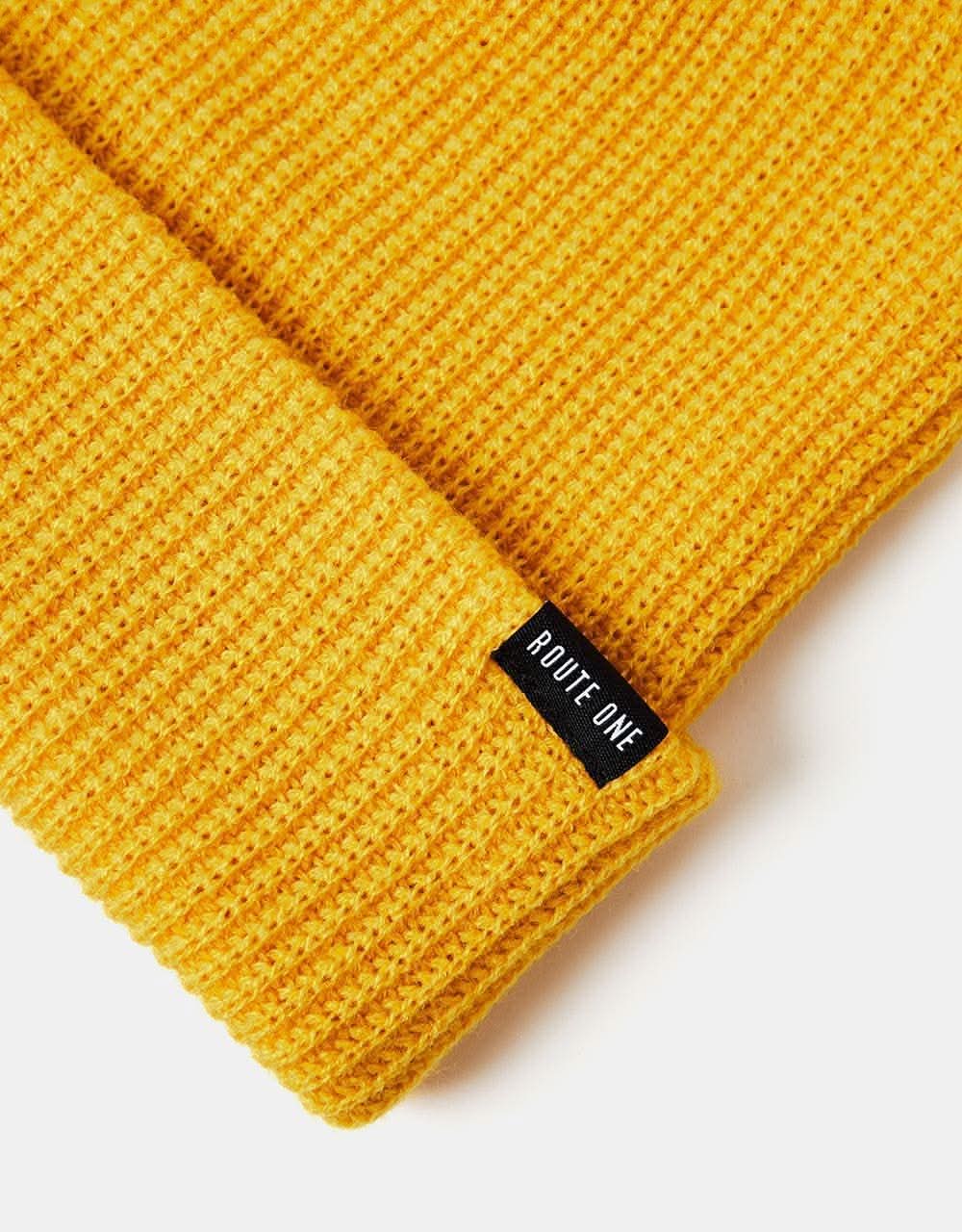 Route One Recycled Fisherman Beanie - Mustard - Image 2