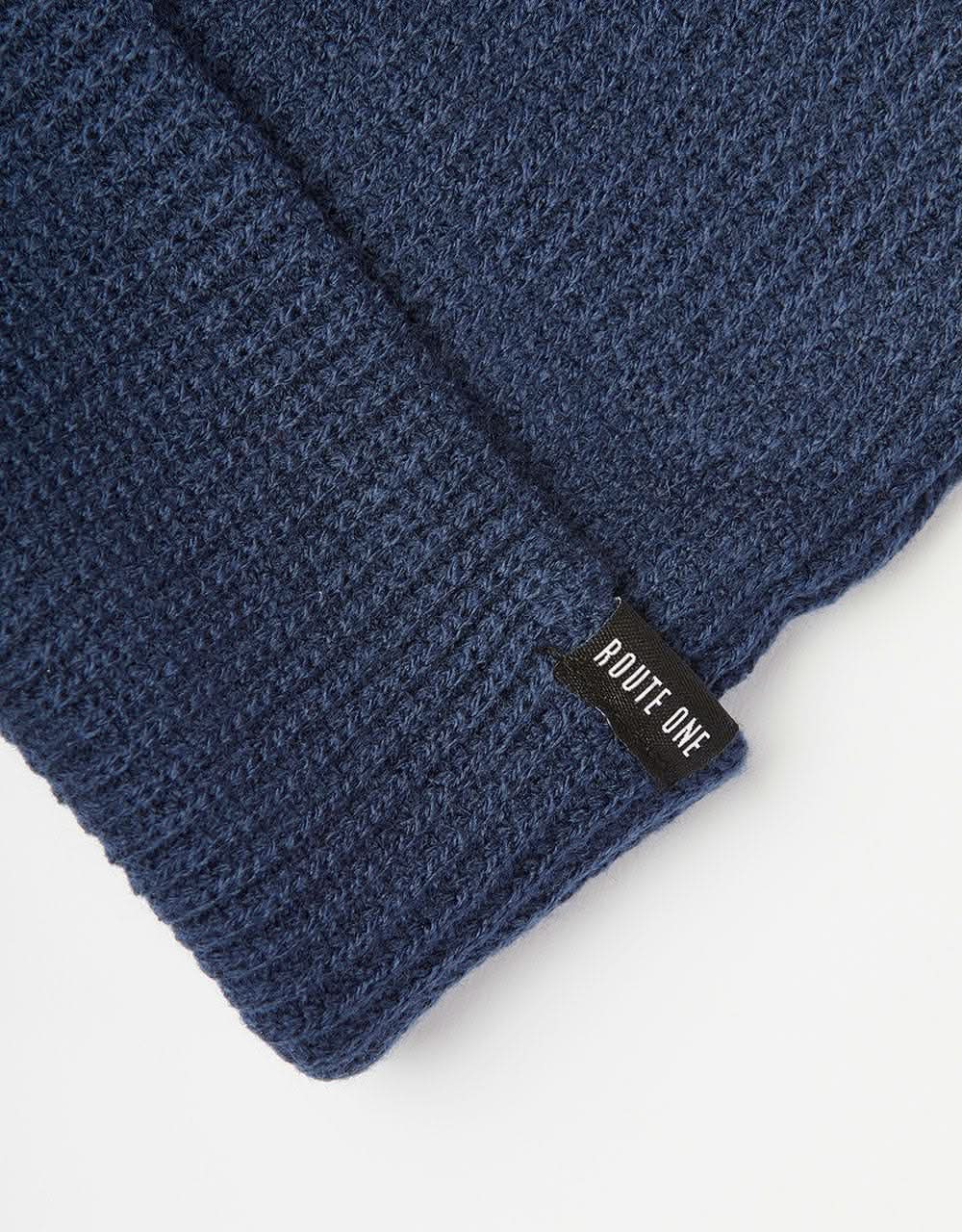 Route One Recycled Fisherman Beanie - Navy - Image 2