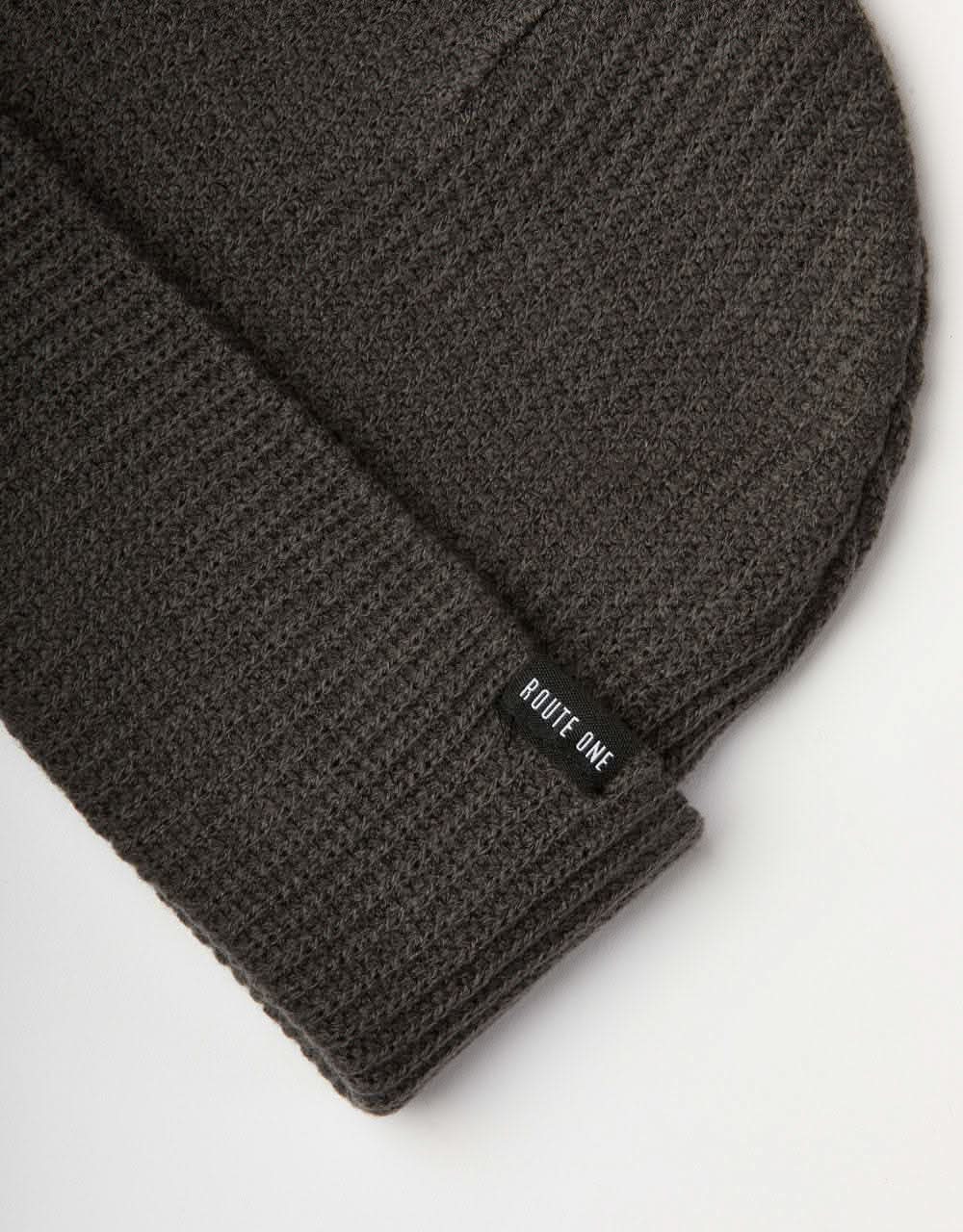 Route One Recycled Fisherman Beanie - Slate Grey - Image 2
