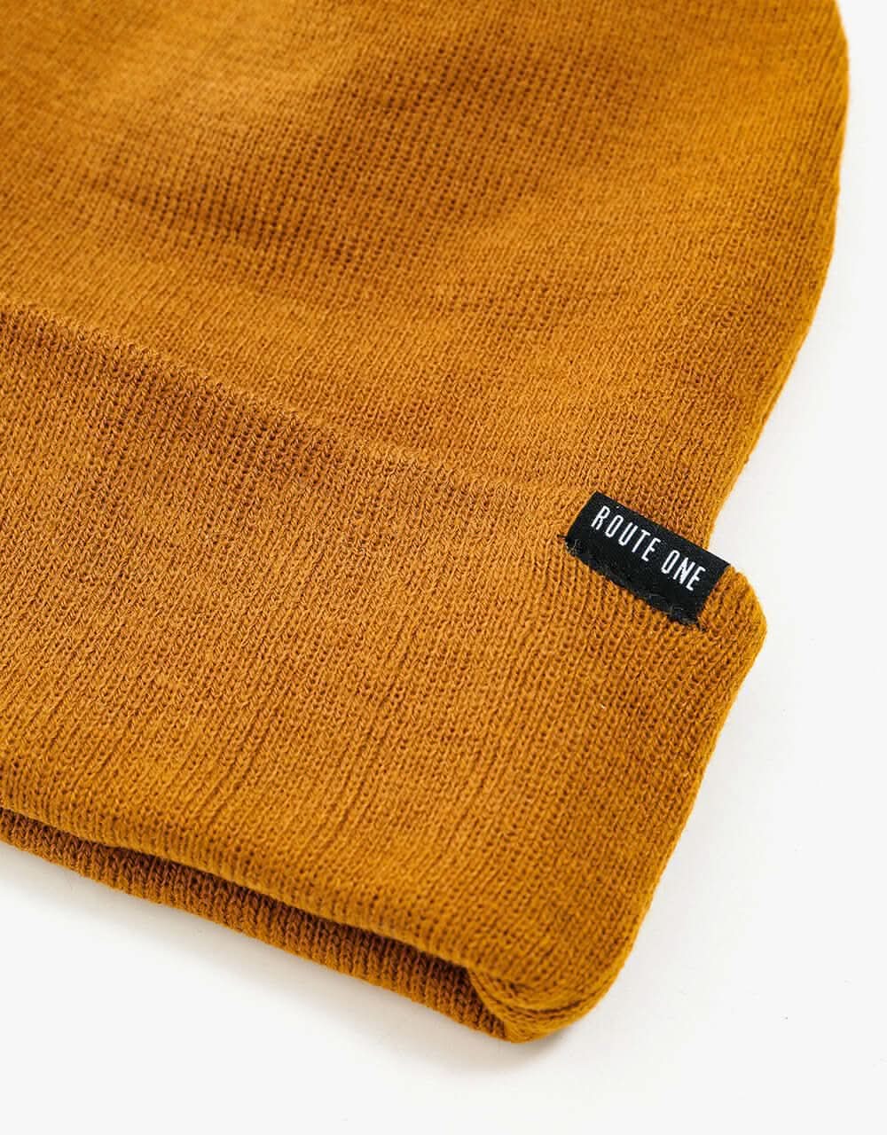 Route One Recycled NY Cuff Beanie - Brown - Image 2