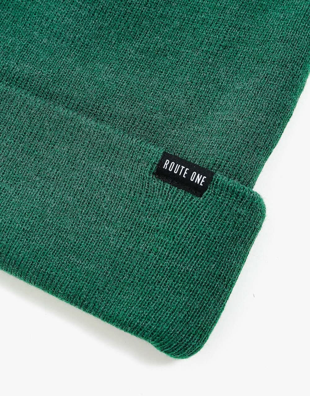 Route One Recycled NY Cuff Beanie - Forest Green - Image 2