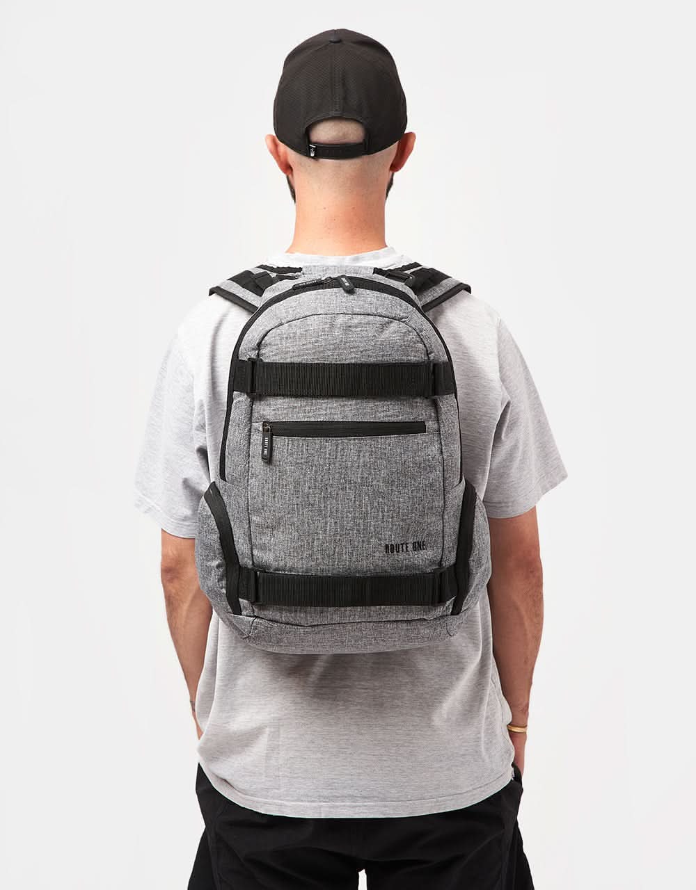 Route One Recycled Skatepack - Grey Crosshatch - Image 2