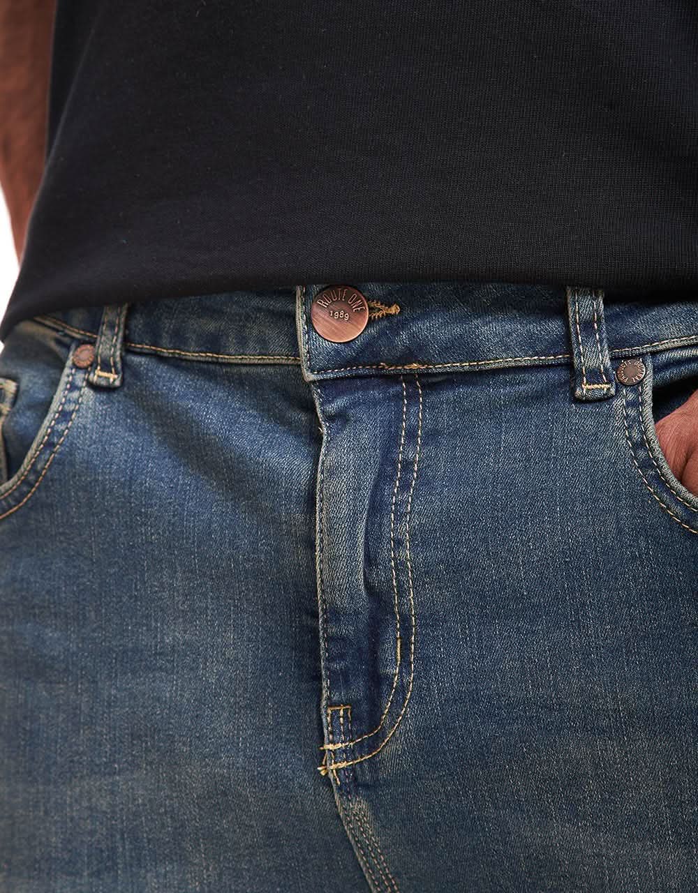 Route One Relaxed Denim Jeans - Mid Wash - Image 5