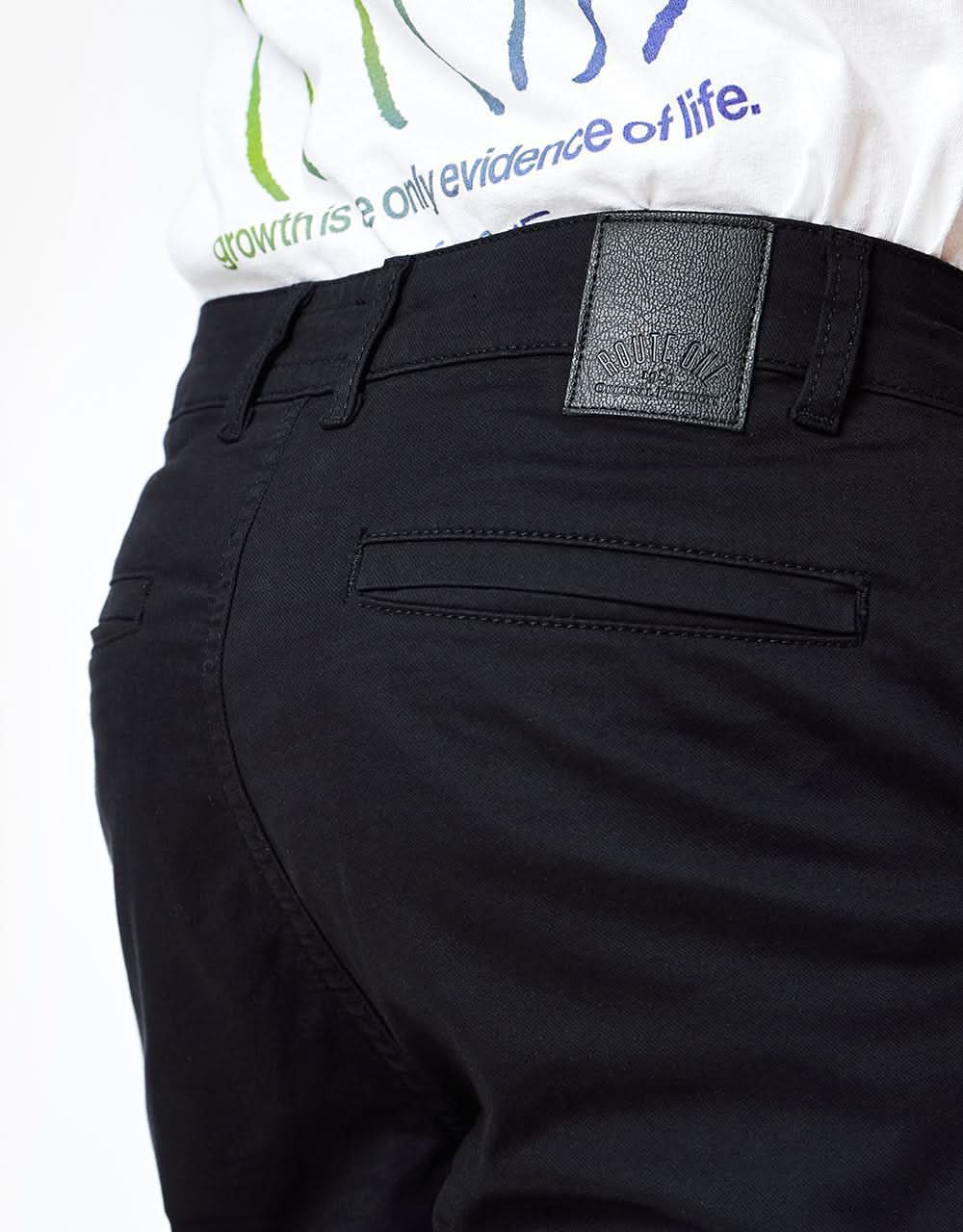 Route One Roll Up Chino Shorts - Black - Image 2