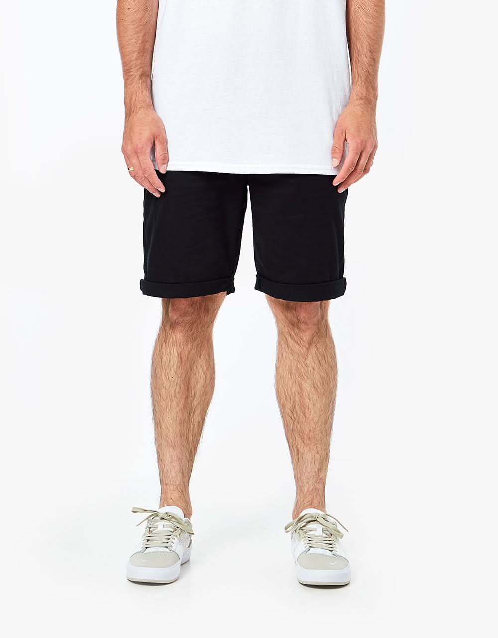 Route One Roll Up Chino Shorts - Black - Image 3