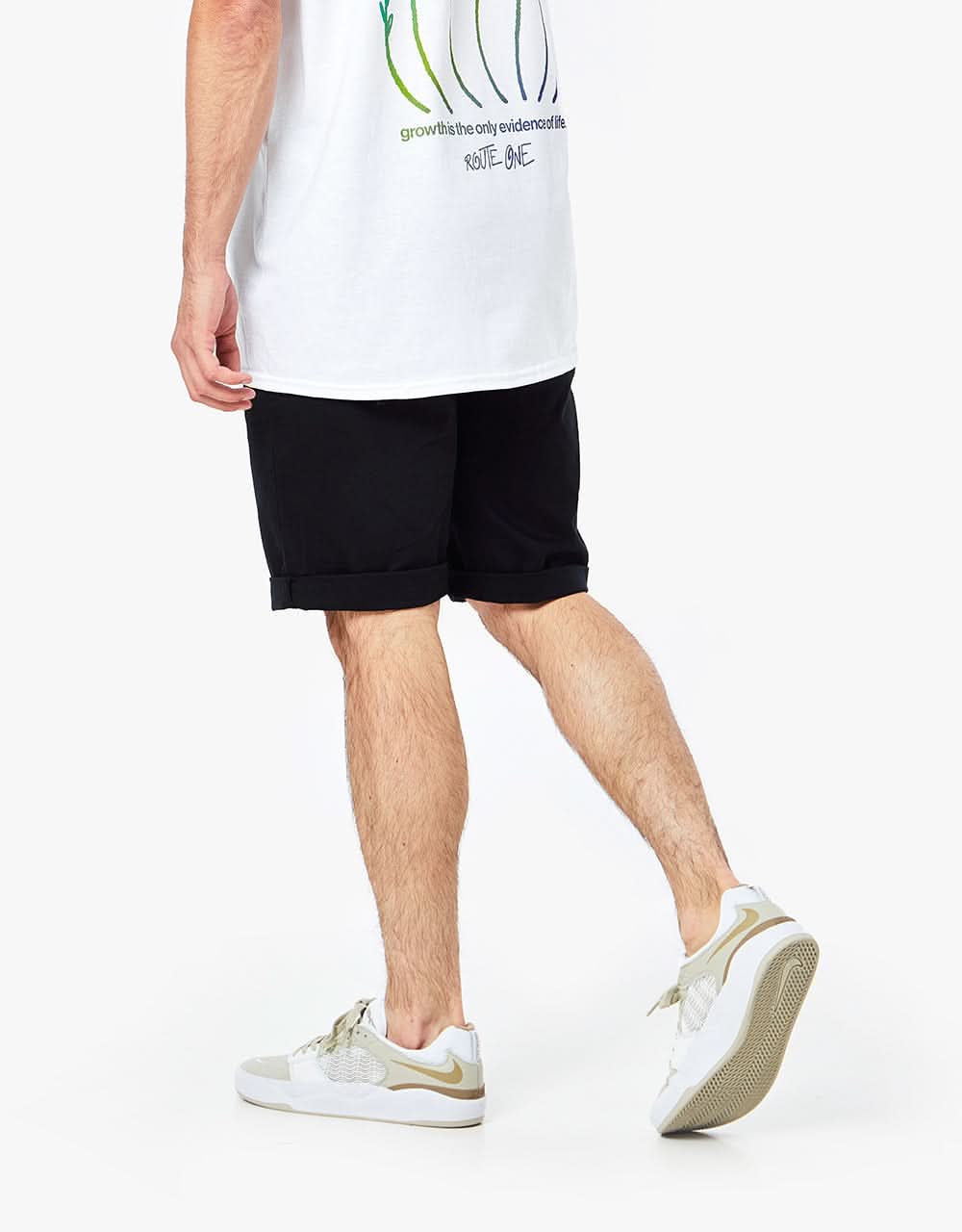 Route One Roll Up Chino Shorts - Black - Image 4