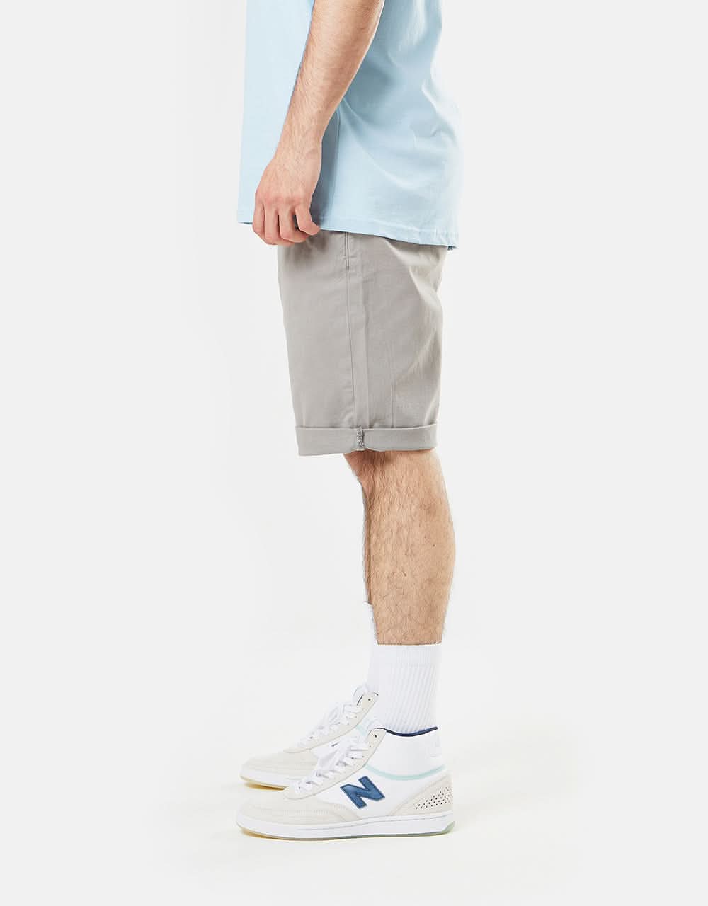 Route One Roll Up Chino Shorts - Grey - Image 2