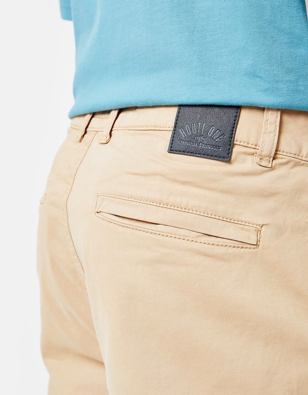 Route One Roll Up Chino Shorts - Khaki - Image 2
