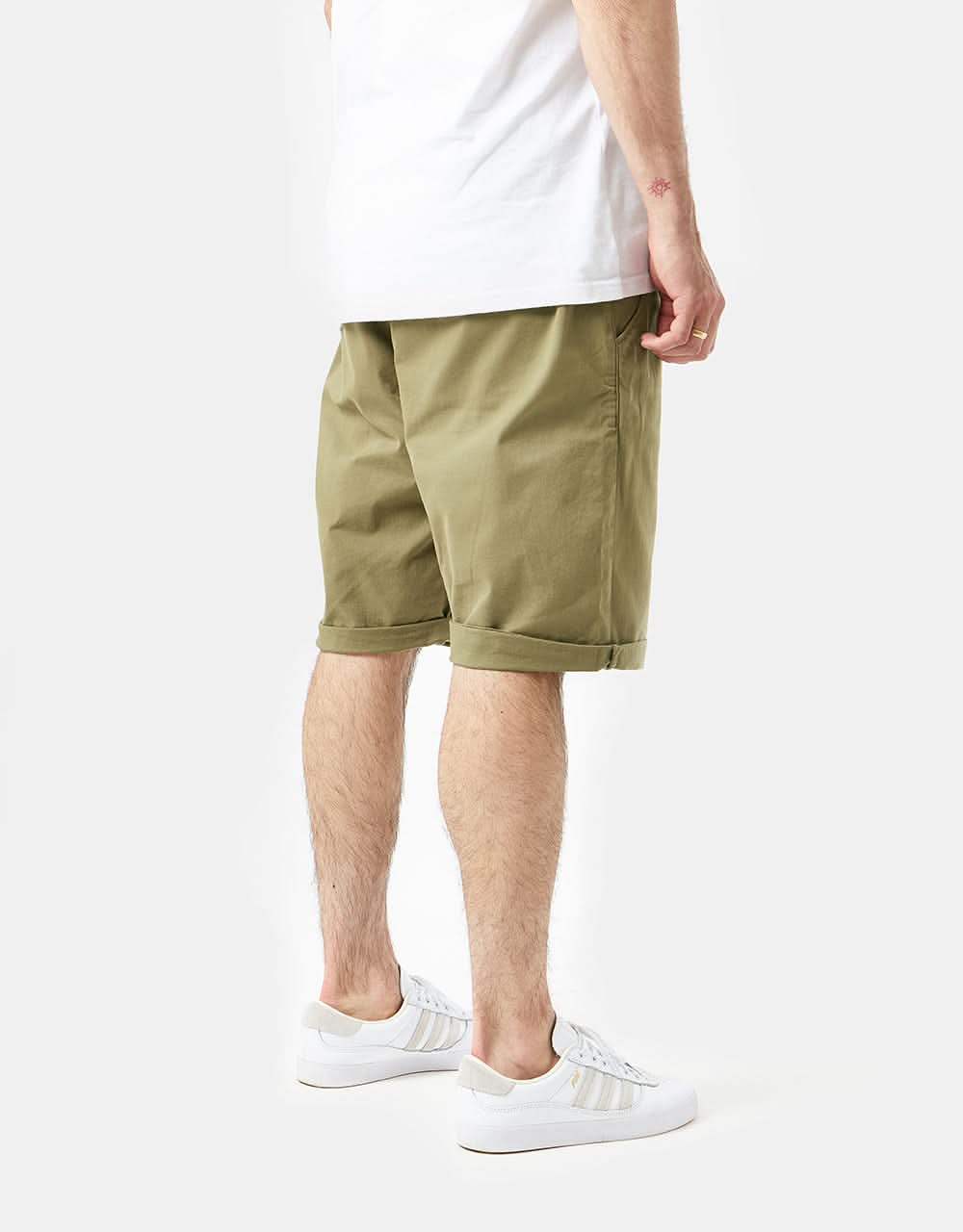 Route One Roll Up Chino Shorts - Light Olive - Image 6