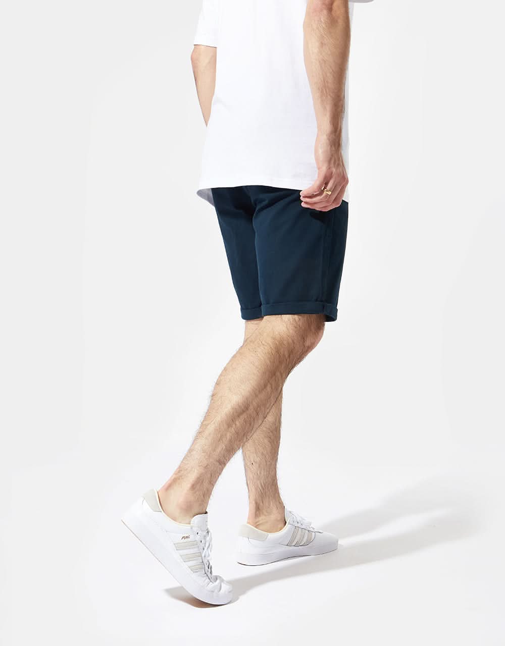 Route One Roll Up Chino Shorts - Navy - Image 4