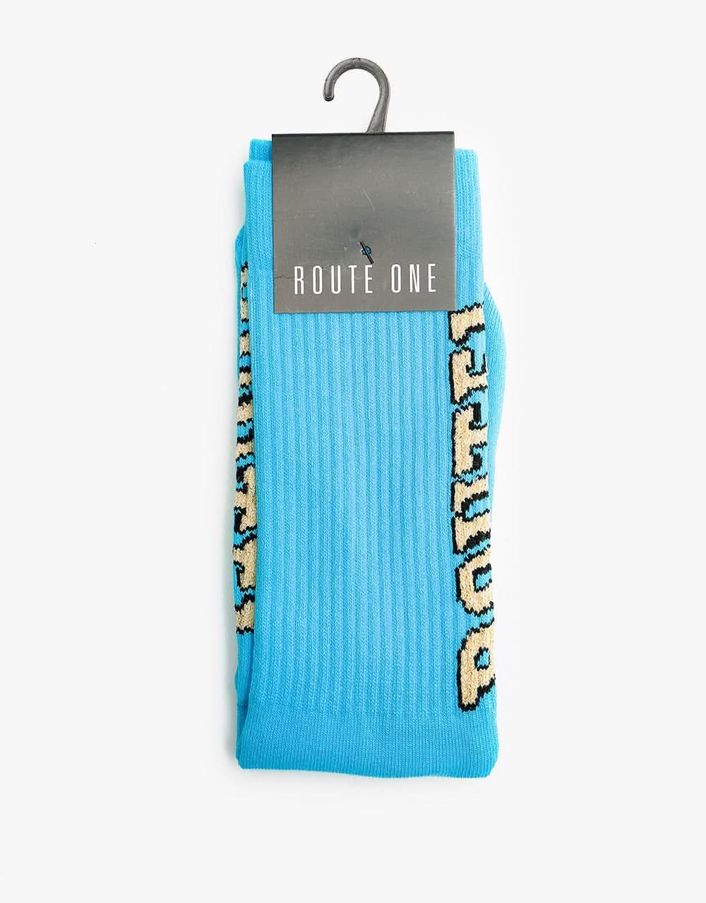 Route One Roll Up Crew Socks - Blue - Image 2