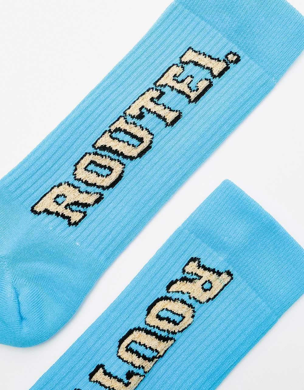 Route One Roll Up Crew Socks - Blue - Image 4
