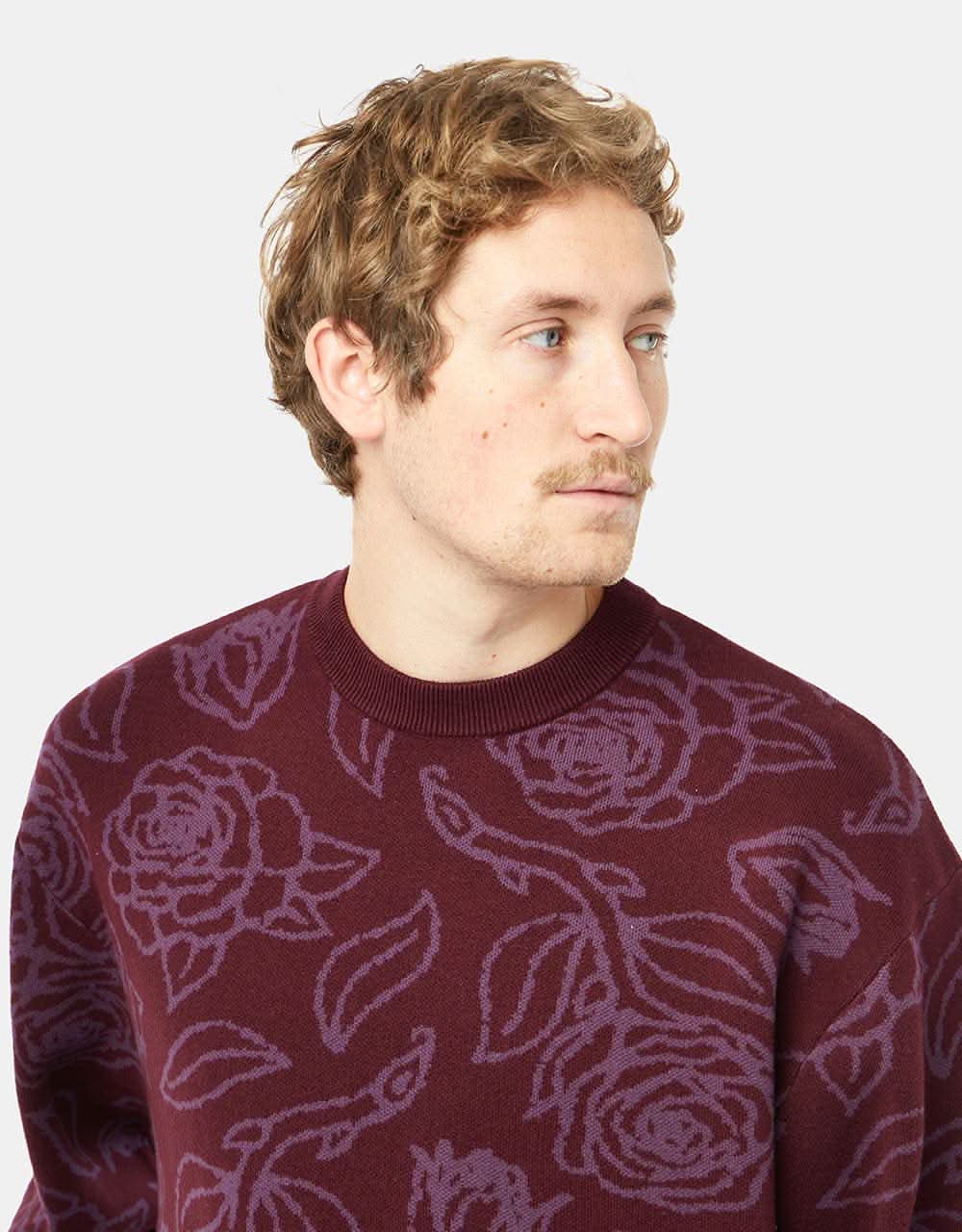 Route One Roses Knitted Sweater - Port/Dove - Image 2