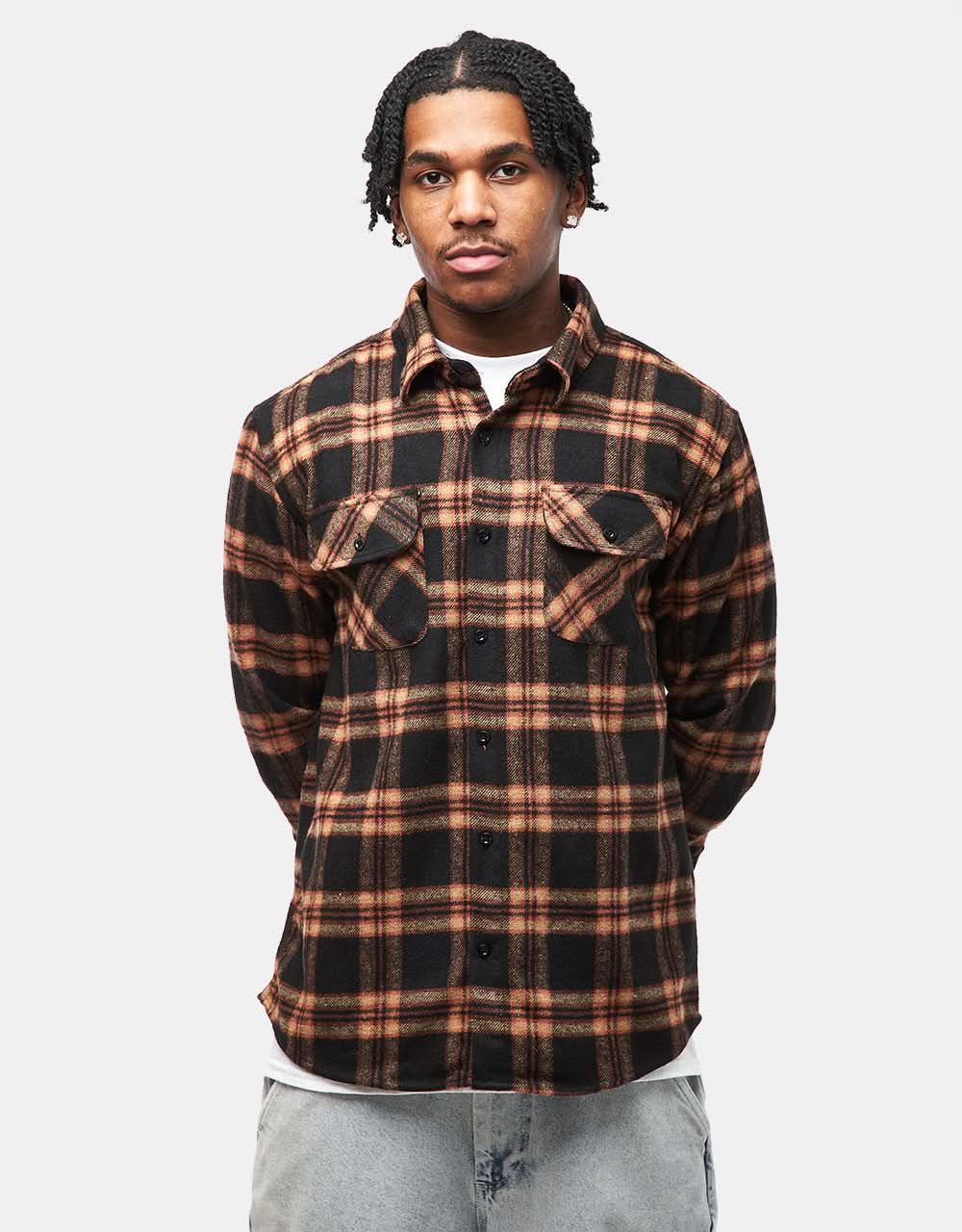 Route One Rydal Flannel Shirt - Black/Orange - Image 3