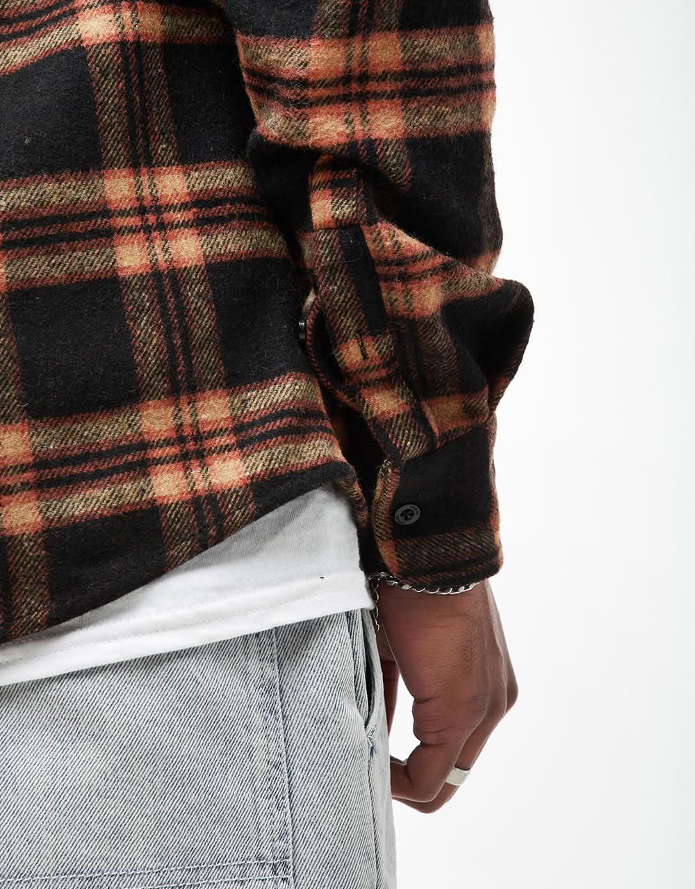Route One Rydal Flannel Shirt - Black/Orange - Image 6