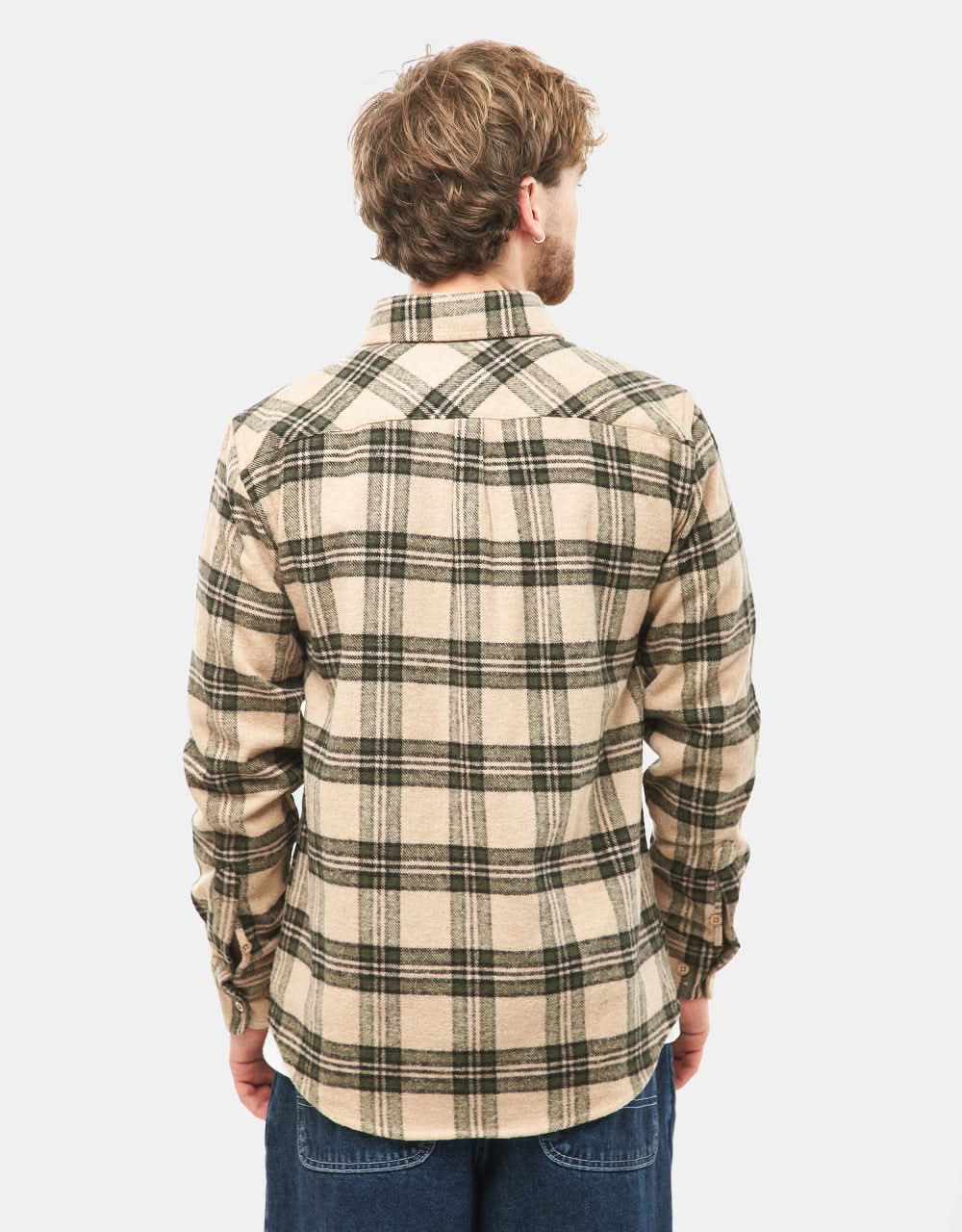 Route One Rydal Flannel Shirt - Natural/Green - Image 3