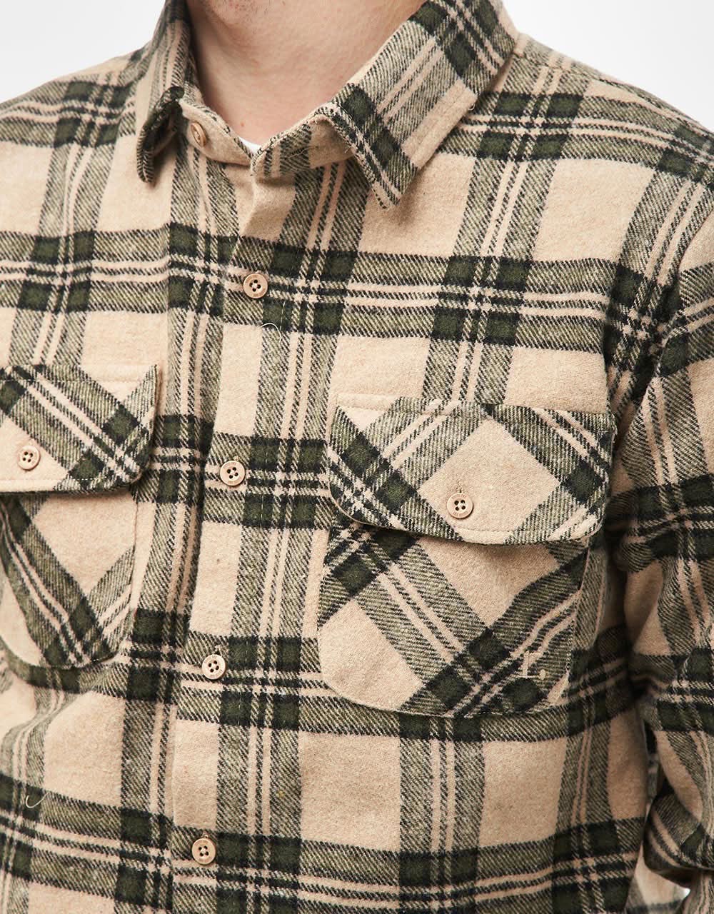 Route One Rydal Flannel Shirt - Natural/Green - Image 4