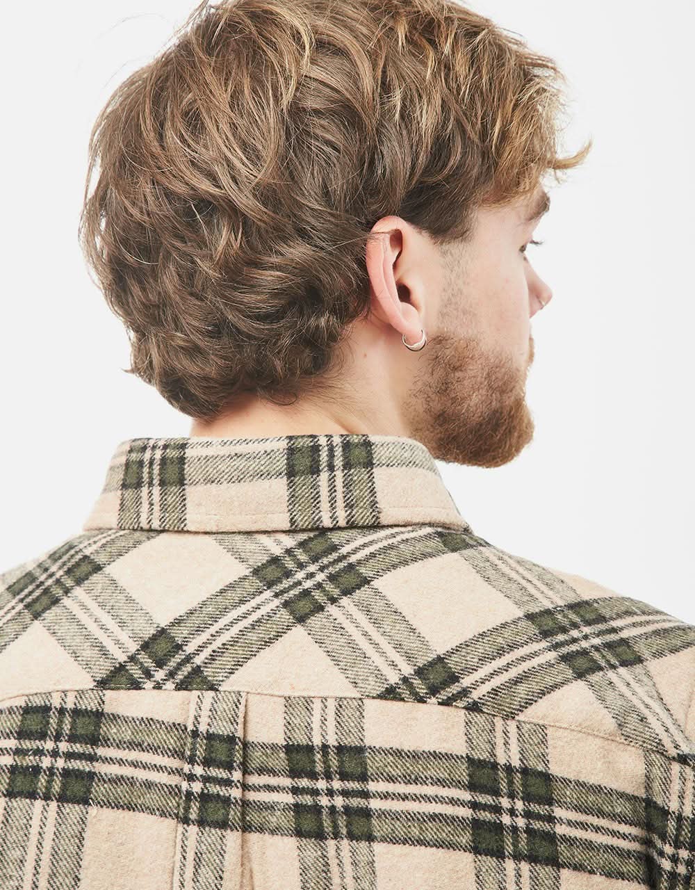Route One Rydal Flannel Shirt - Natural/Green - Image 5