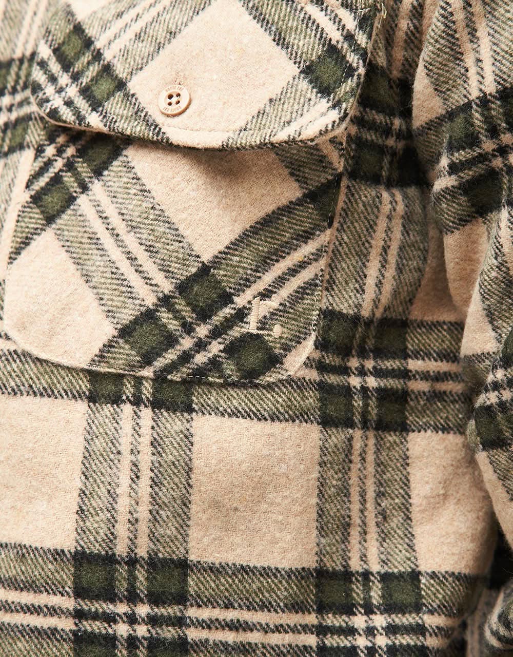 Route One Rydal Flannel Shirt - Natural/Green - Image 6