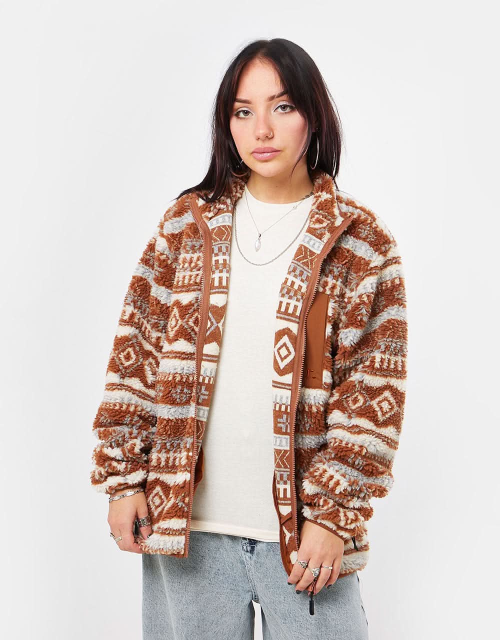 Route One Sharwa Fleece - Angora/Tan Brown - Image 12