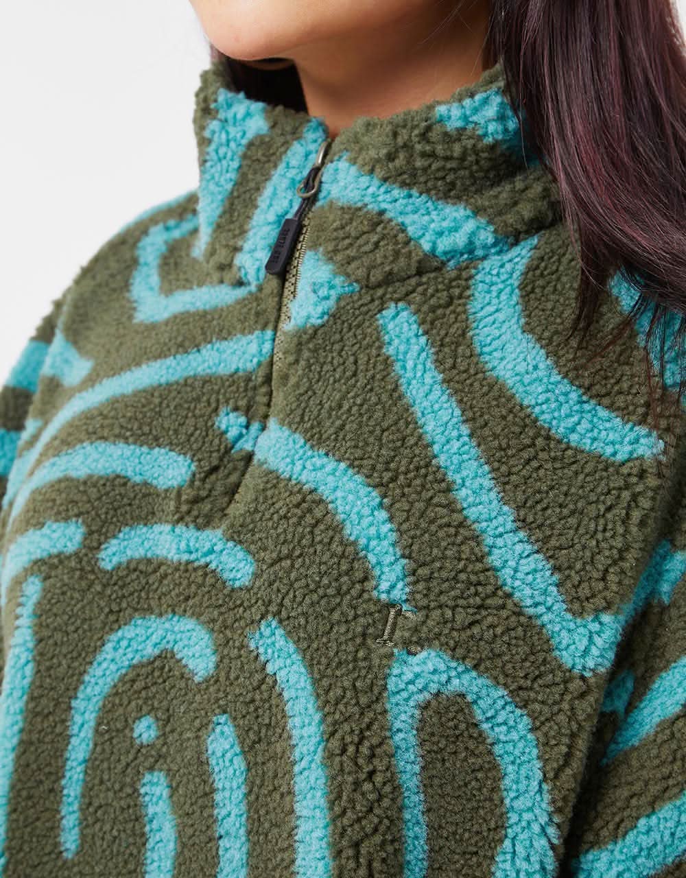 Route One Sierra 1/4 Zip Fleece - Olive/Cerulean - Image 11