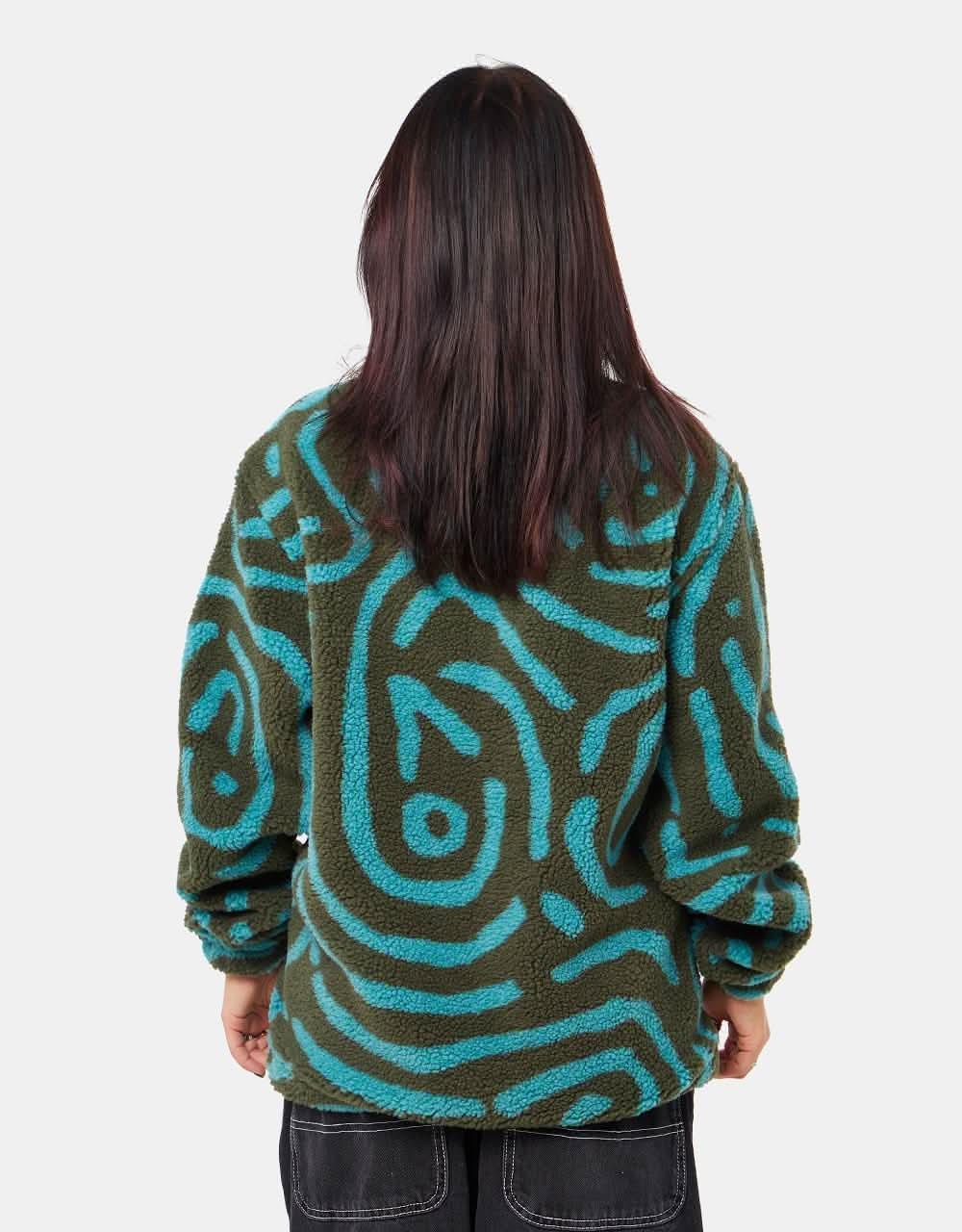 Route One Sierra 1/4 Zip Fleece - Olive/Cerulean - Image 13