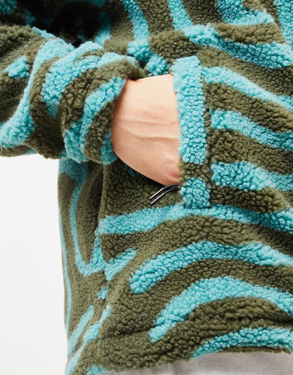 Route One Sierra 1/4 Zip Fleece - Olive/Cerulean - Image 3