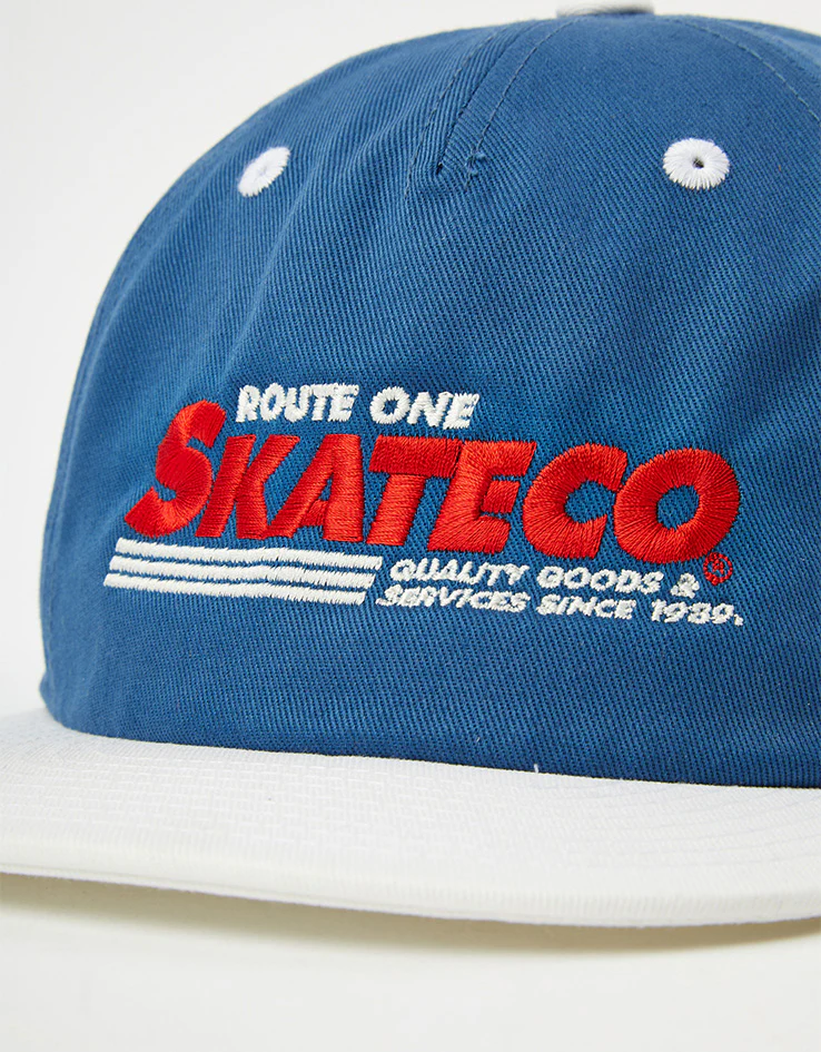 Route One Skateco Unstructured Snapback Cap - Air Force Blue/Natural - Image 2