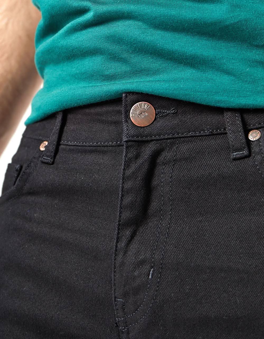 Route One Skinny Denim Jeans - Flat Black - Image 3
