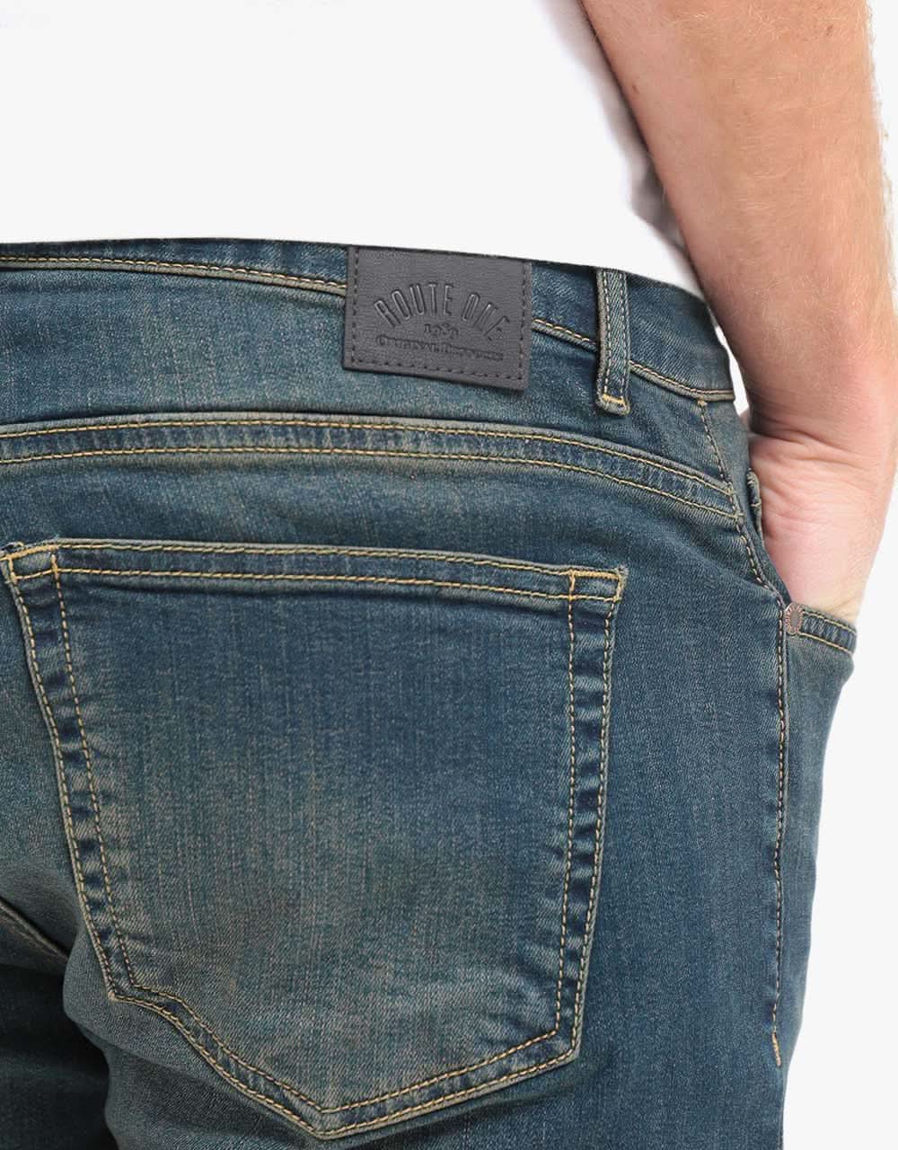 Route One Skinny Denim Jeans - Mid Wash - Image 4