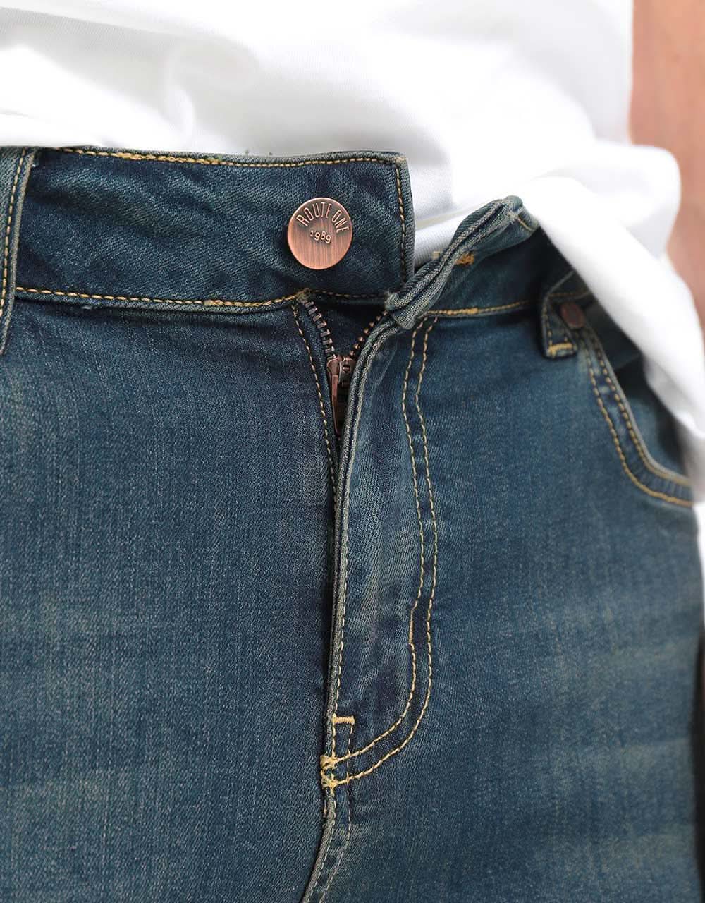 Route One Skinny Denim Jeans - Mid Wash - Image 6