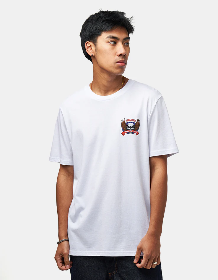 Route One Skull Wings Organic T-Shirt - White - Image 2