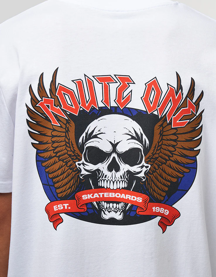 Route One Skull Wings Organic T-Shirt - White - Image 3