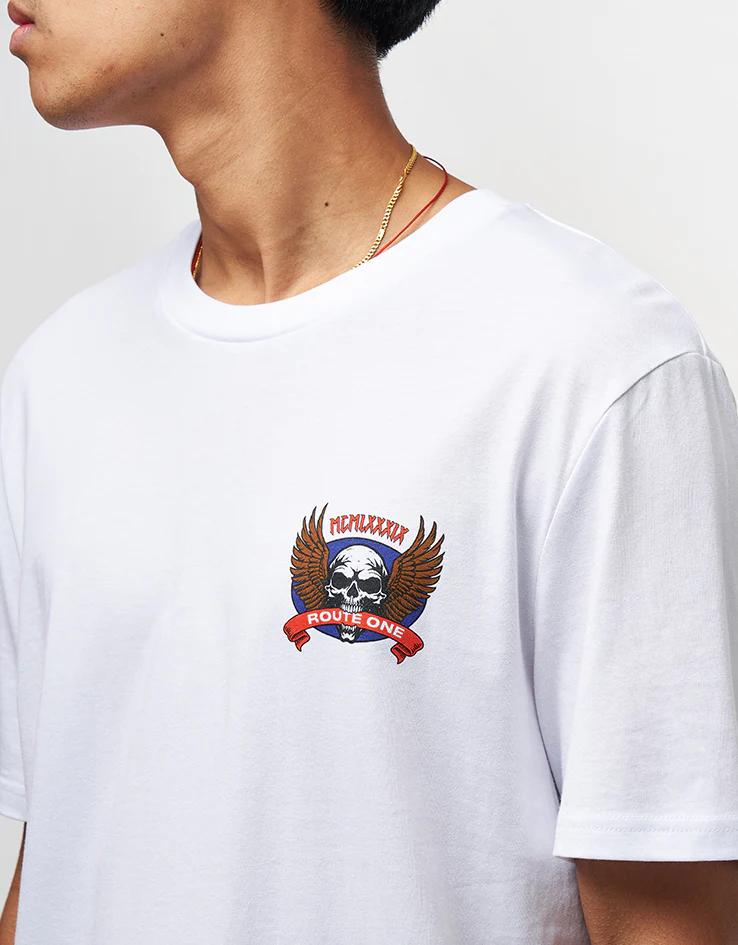 Route One Skull Wings Organic T-Shirt - White - Image 4