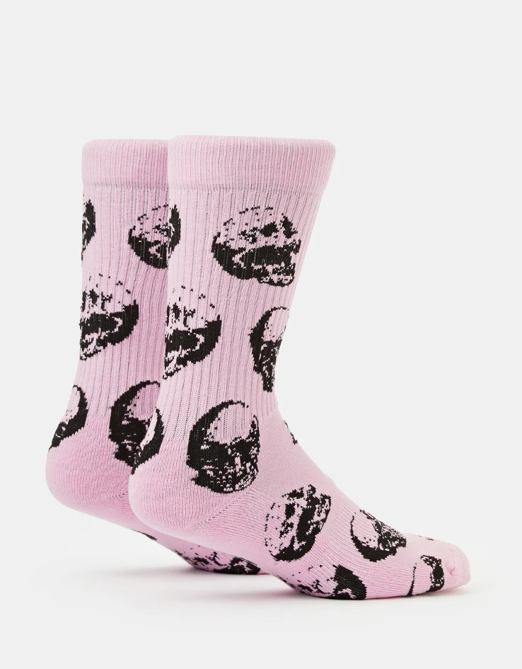 Route One Skulls Crew Socks - Pink - Image 3