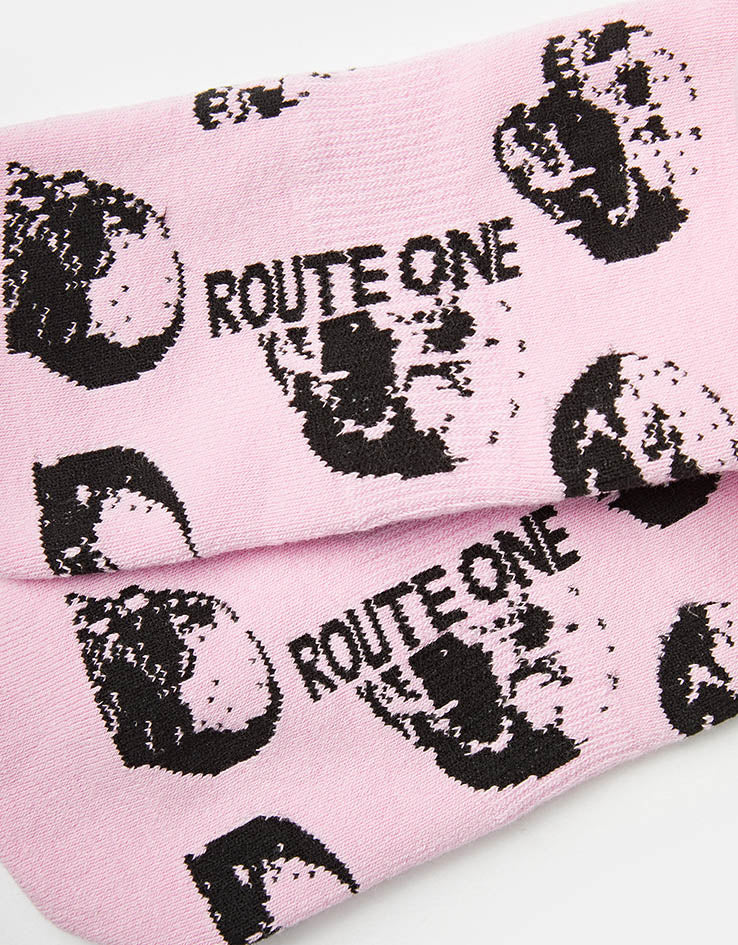 Route One Skulls Crew Socks - Pink - Image 4