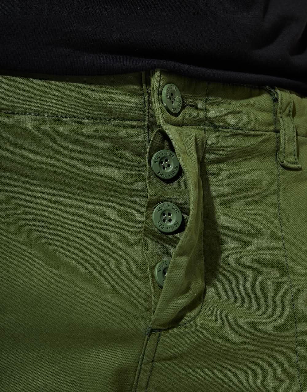 Route One Slim Cargo Shorts - Olive - Image 6