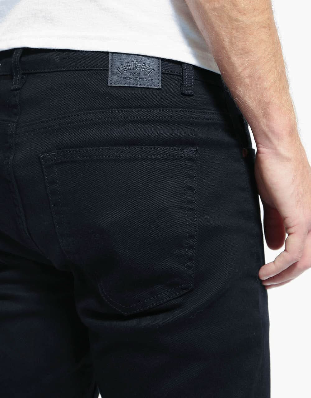 Route One Slim Denim Jeans - Flat Black - Image 4