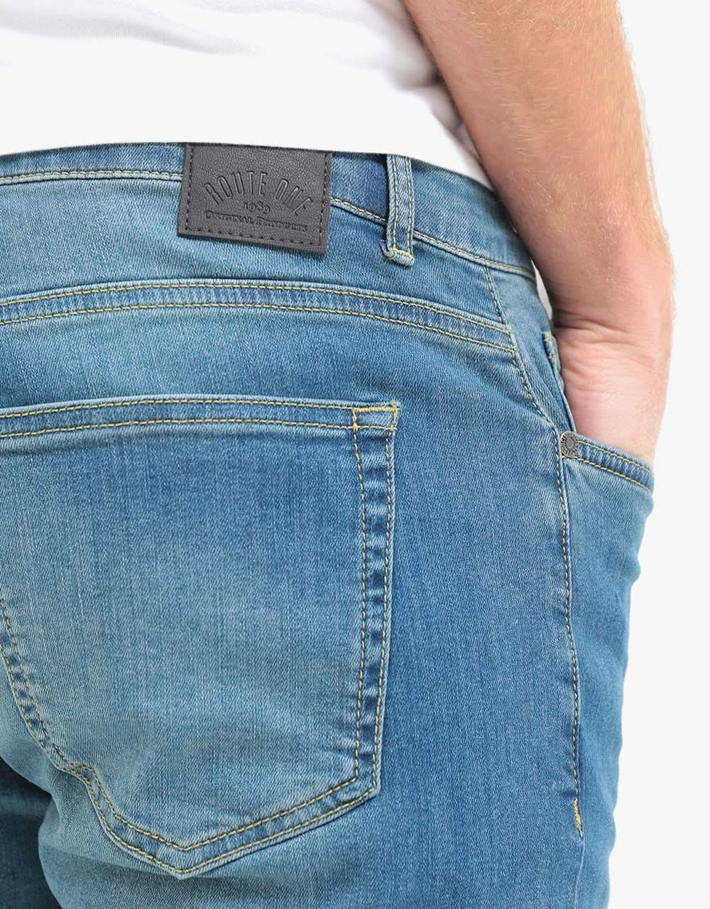 Route One Slim Denim Jeans - Washed Blue - Image 4
