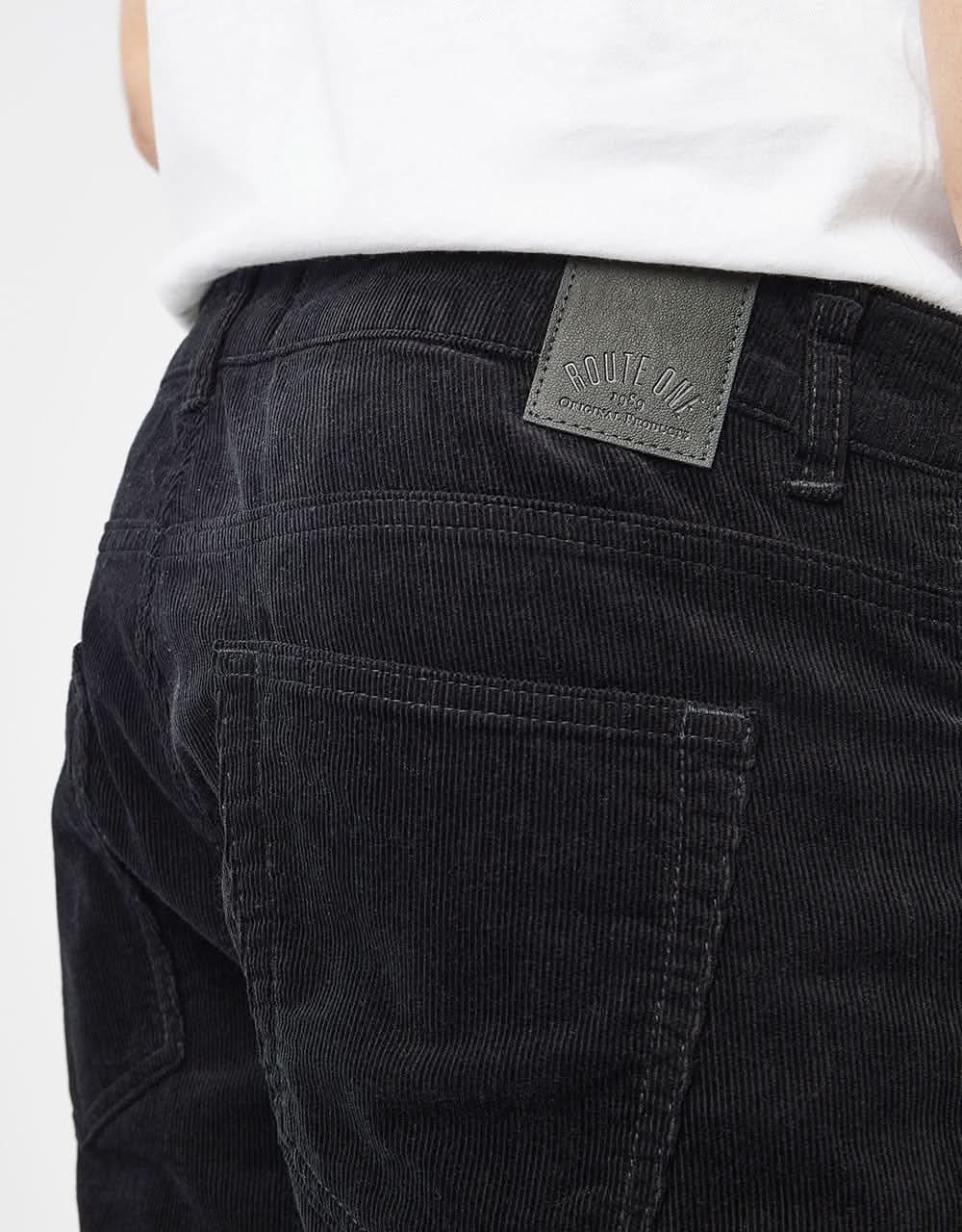 Route One Slim Fit Cords - Black - Image 3