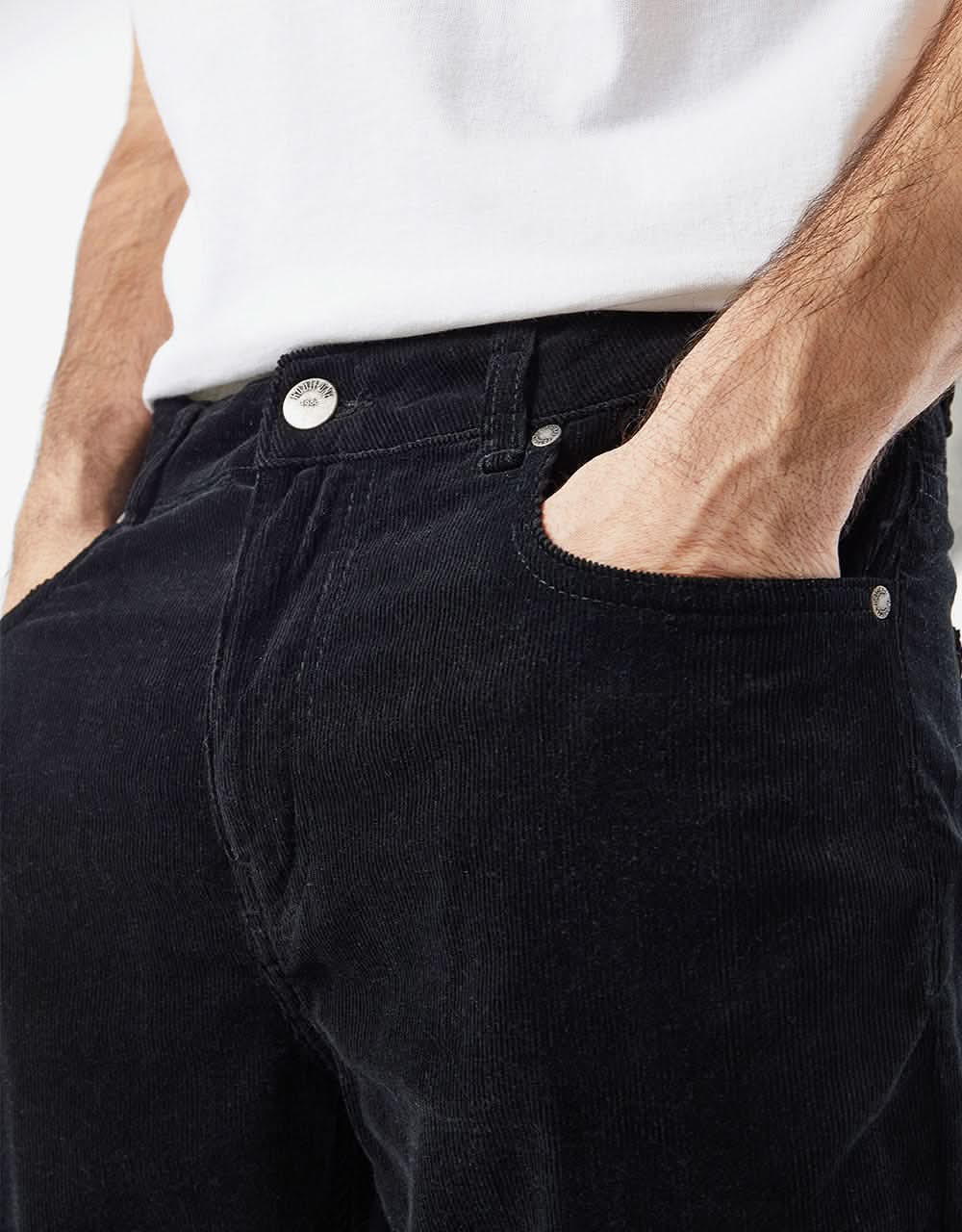 Route One Slim Fit Cords - Black - Image 4